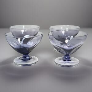 Imperial glass Ohio SVELTE Purple Pinch Champagne Sherbet Dessert Set 4 VTG